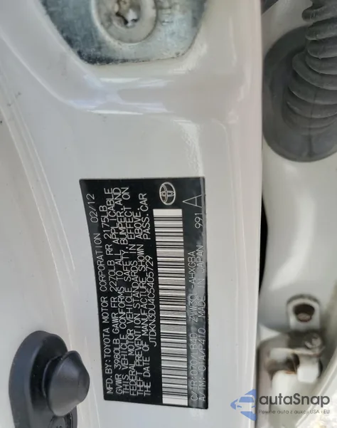 2012 Toyota Prius from USA, damaged, VIN JTDKN3DU4C5405729